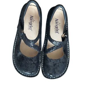 Alegria Dayna Black Paisley Mary Jane Shoes Size 37 WIDE. US Size 7 - 7 1/2 WIDE